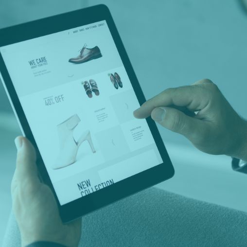 A person shopping on an e-commerce website on their iPad