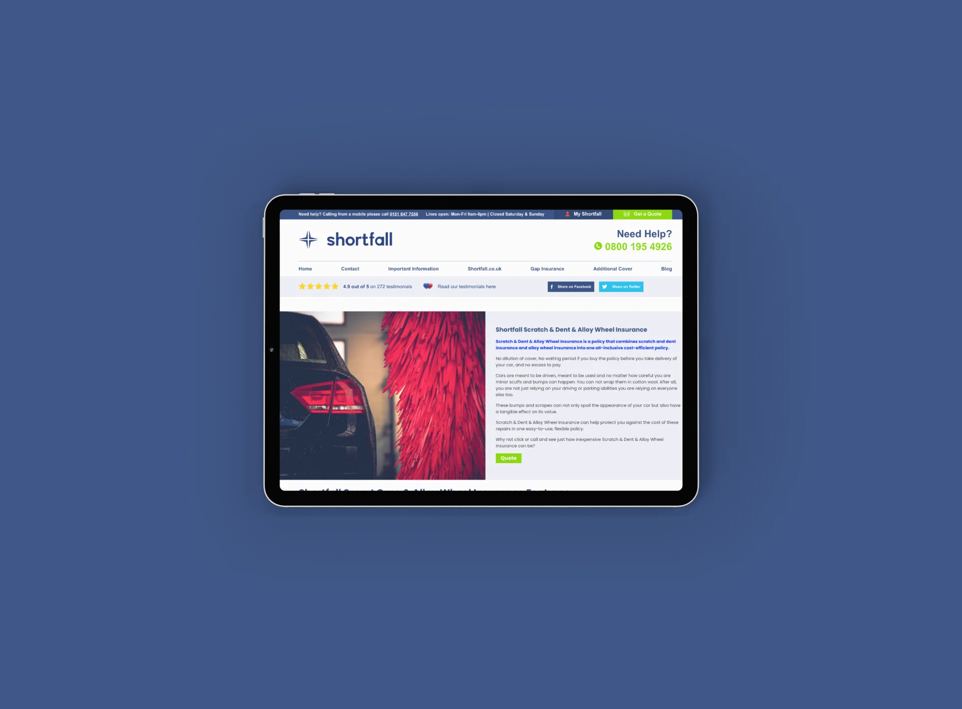 Ipad Mockup for Shortfall website build
