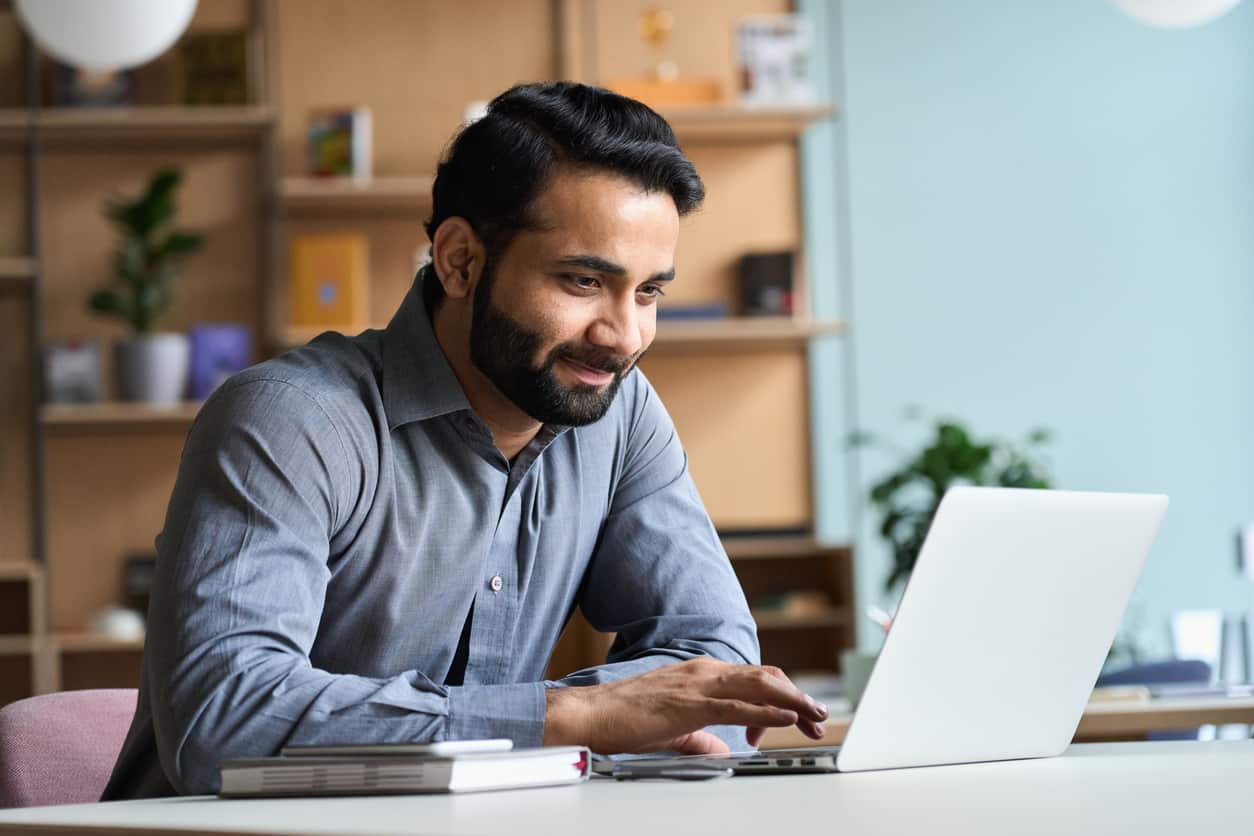 Person looking at laptop