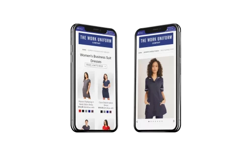 The work uniform company website on mobile phones