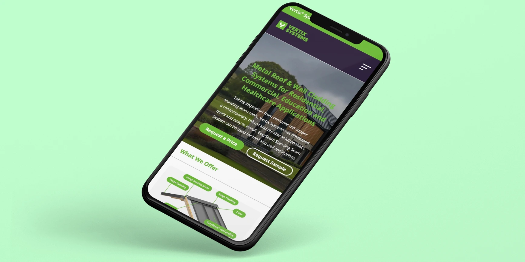 Vertix Website Screenshot on I Phone